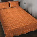 Orange Tattersall Pattern Print Quilt Bed Set