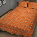 Orange Tattersall Pattern Print Quilt Bed Set