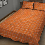 Orange Tattersall Pattern Print Quilt Bed Set