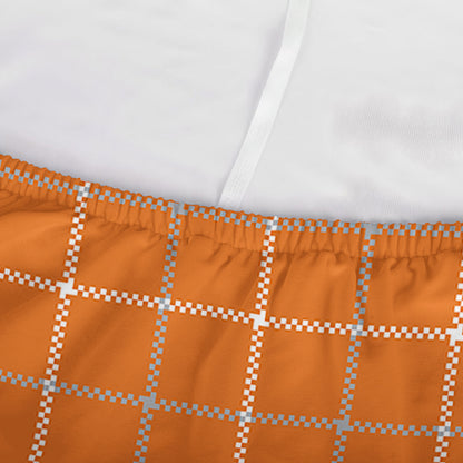 Orange Tattersall Pattern Print Sofa Cover