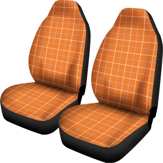 Orange Tattersall Pattern Print Universal Fit Car Seat Covers