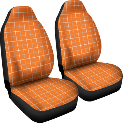 Orange Tattersall Pattern Print Universal Fit Car Seat Covers