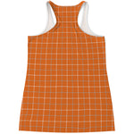 Orange Tattersall Pattern Print Women's Racerback Tank Top