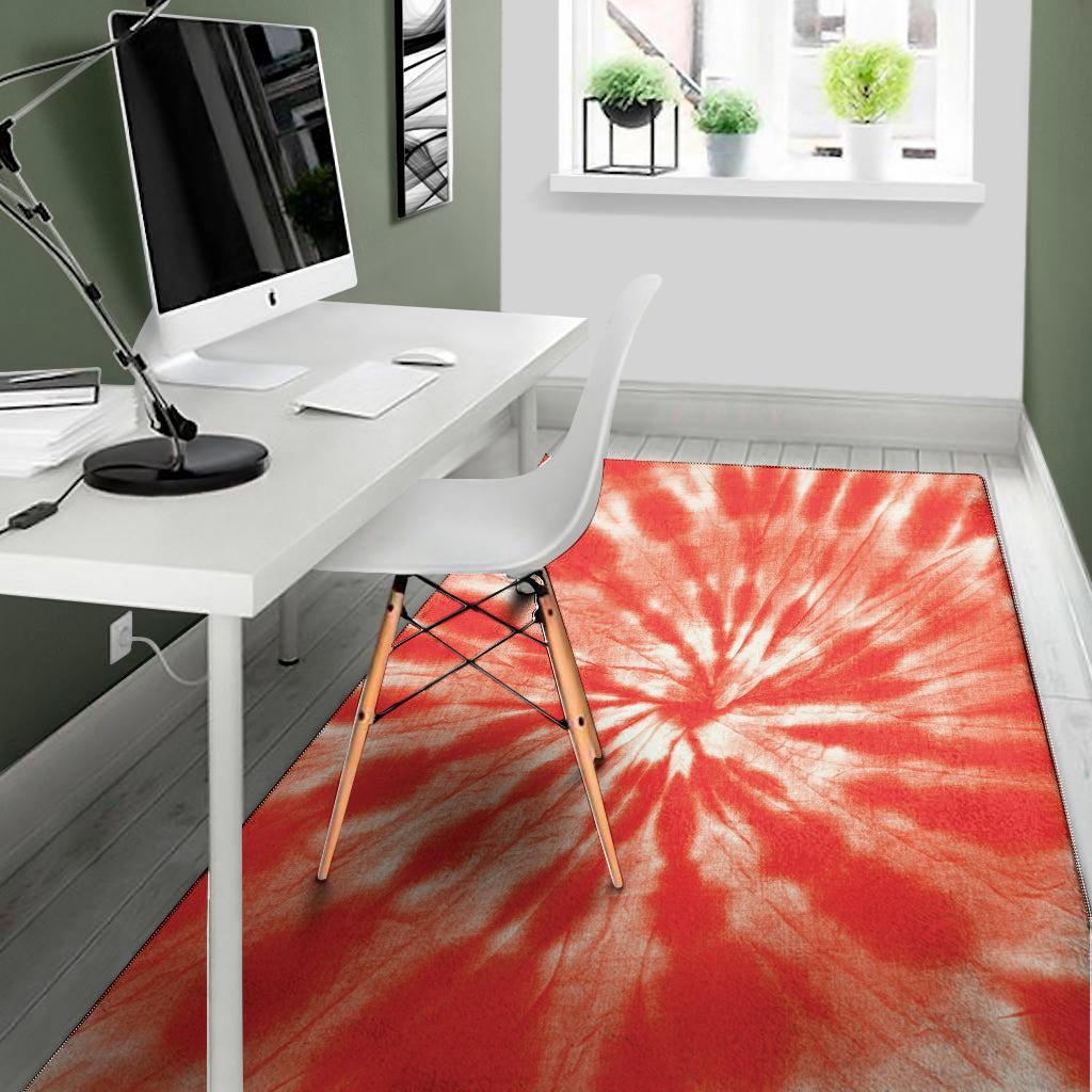 Orange Tie Dye Print Area Rug