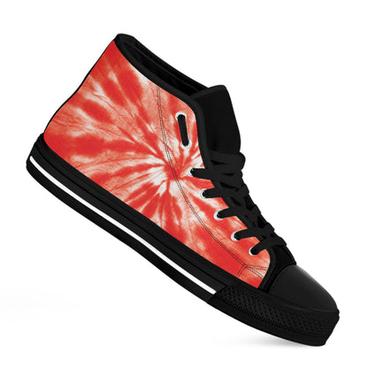 Orange Tie Dye Print Black High Top Shoes