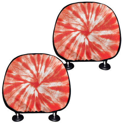 Orange Tie Dye Print Car Headrest Covers