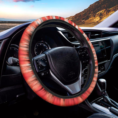 Orange Tie Dye Print Car Steering Wheel Cover