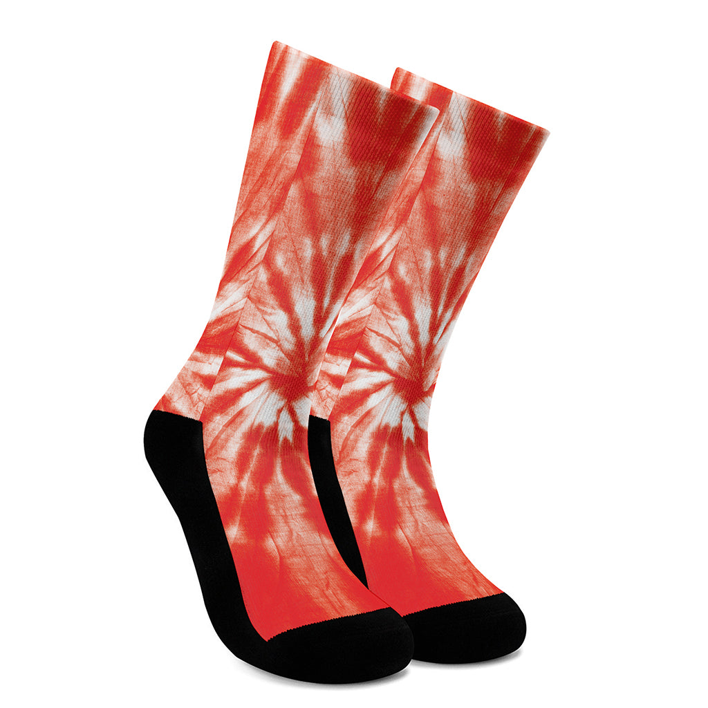 Orange Tie Dye Print Crew Socks