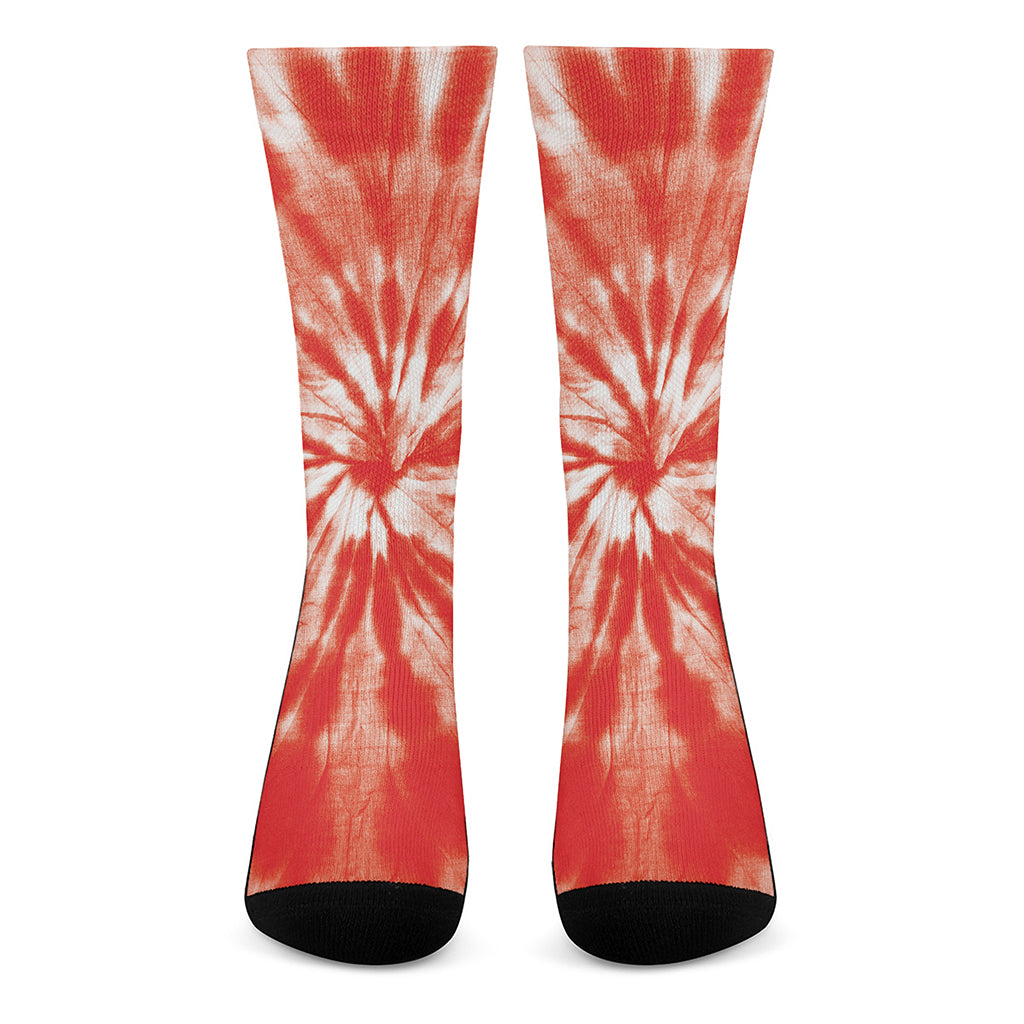 Orange Tie Dye Print Crew Socks