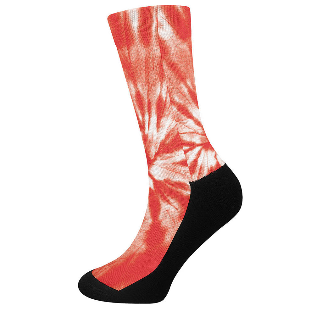 Orange Tie Dye Print Crew Socks