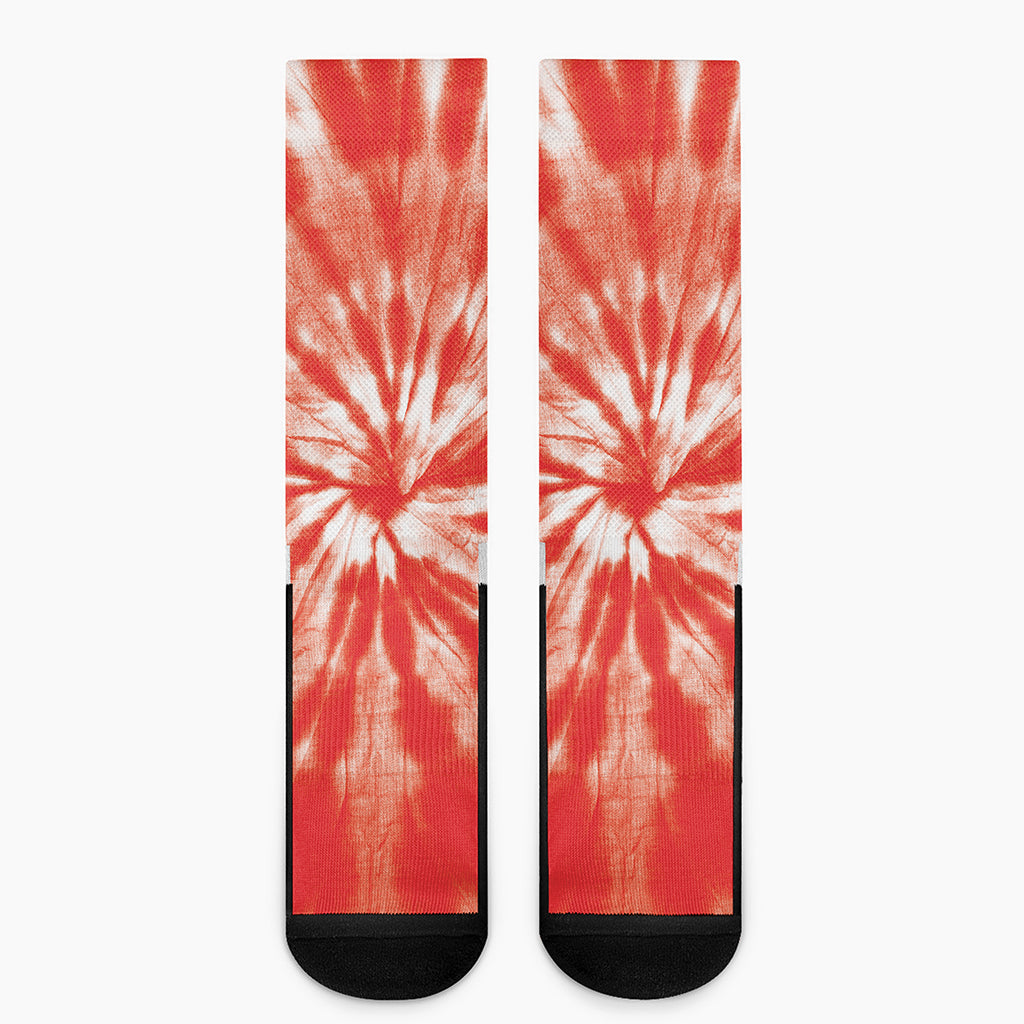 Orange Tie Dye Print Crew Socks