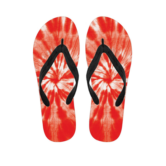 Orange Tie Dye Print Flip Flops