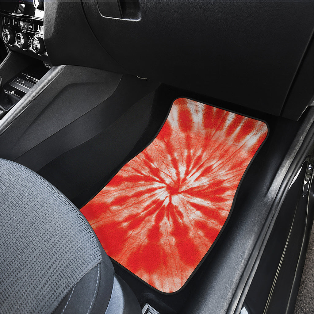 Orange Tie Dye Print Front and Back Car Floor Mats