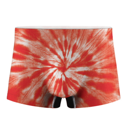 Orange Tie Dye Print Men's Boxer Briefs