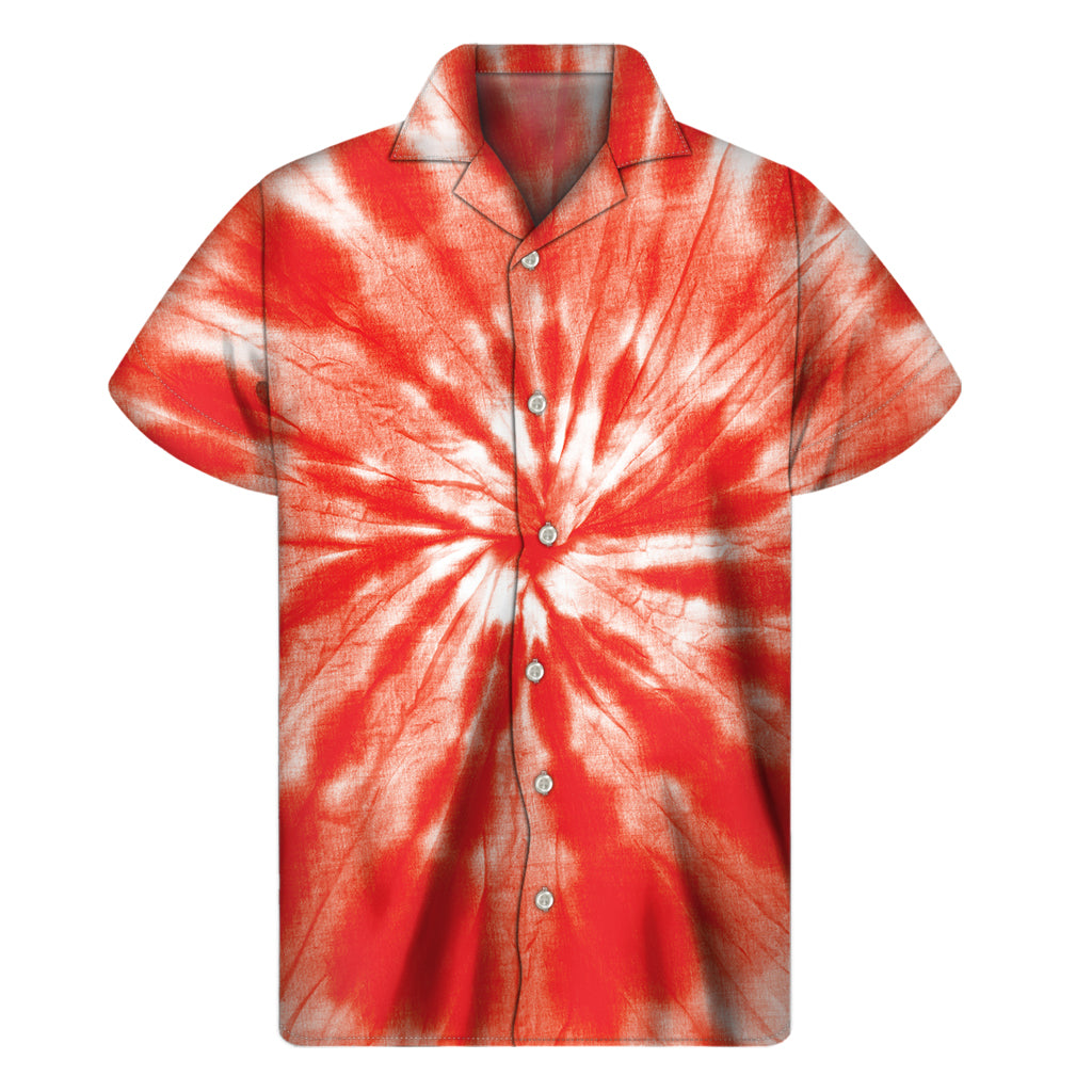 Orange Tie Dye Print Men's Short Sleeve Shirt