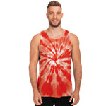 Orange Tie Dye Print Men's Tank Top