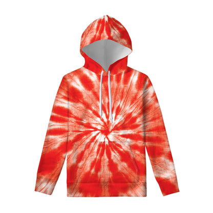 Orange Tie Dye Print Pullover Hoodie