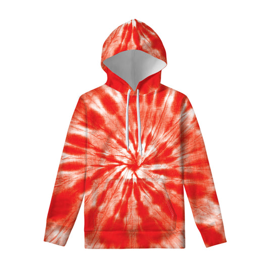 Orange Tie Dye Print Pullover Hoodie