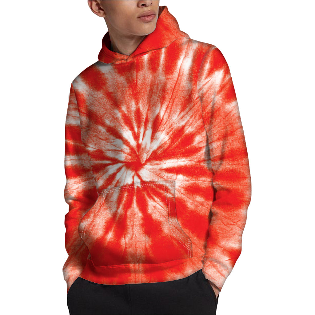 Orange Tie Dye Print Pullover Hoodie