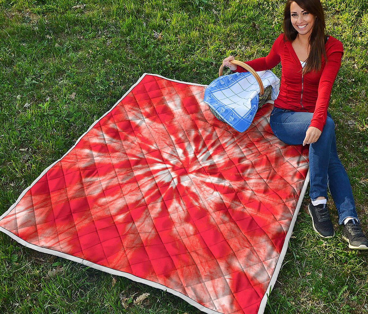 Orange Tie Dye Print Quilt