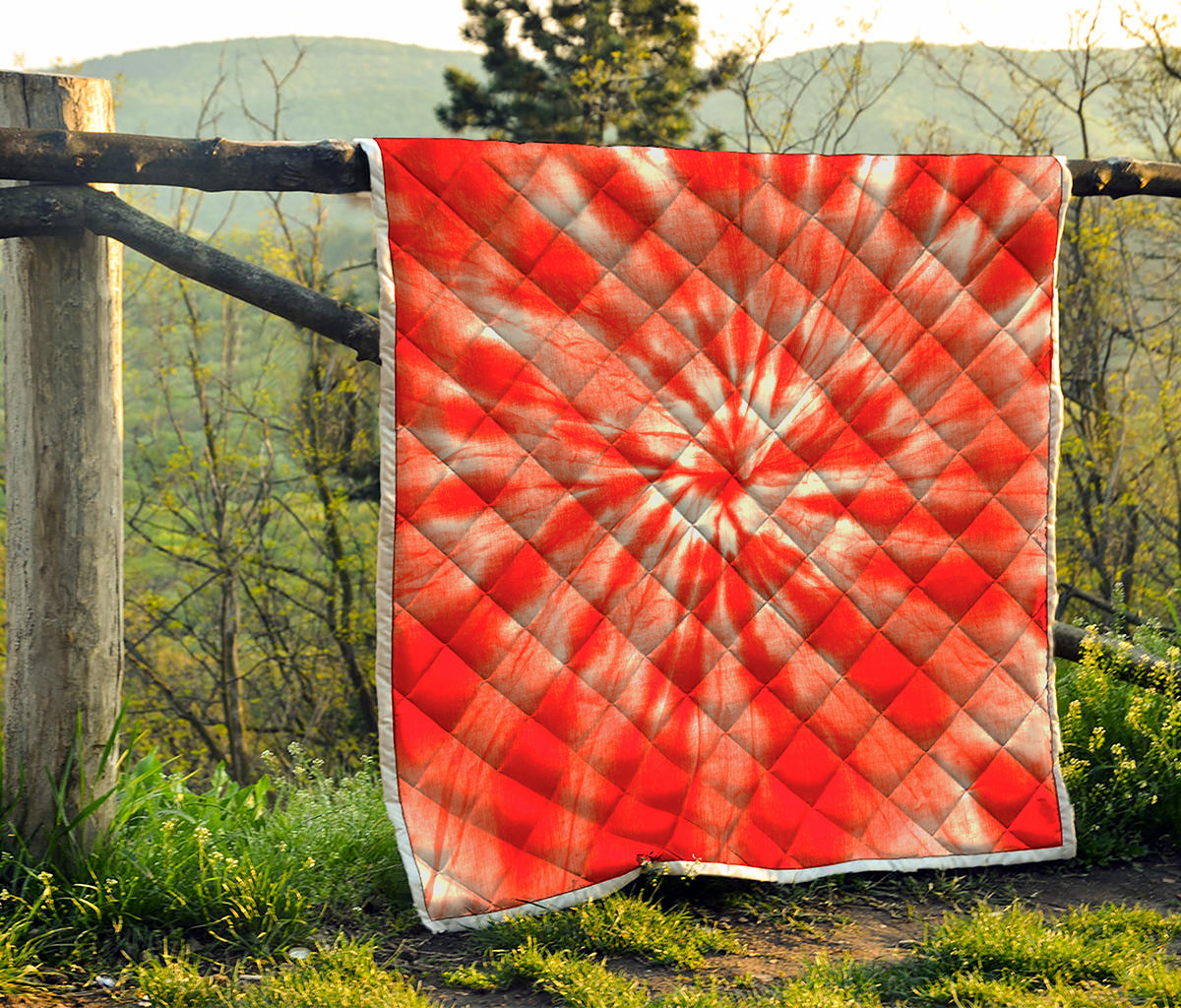 Orange Tie Dye Print Quilt