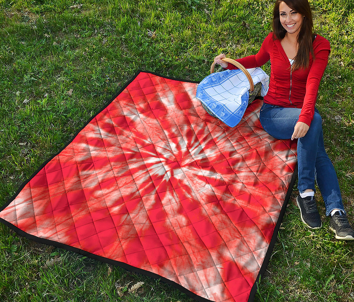 Orange Tie Dye Print Quilt