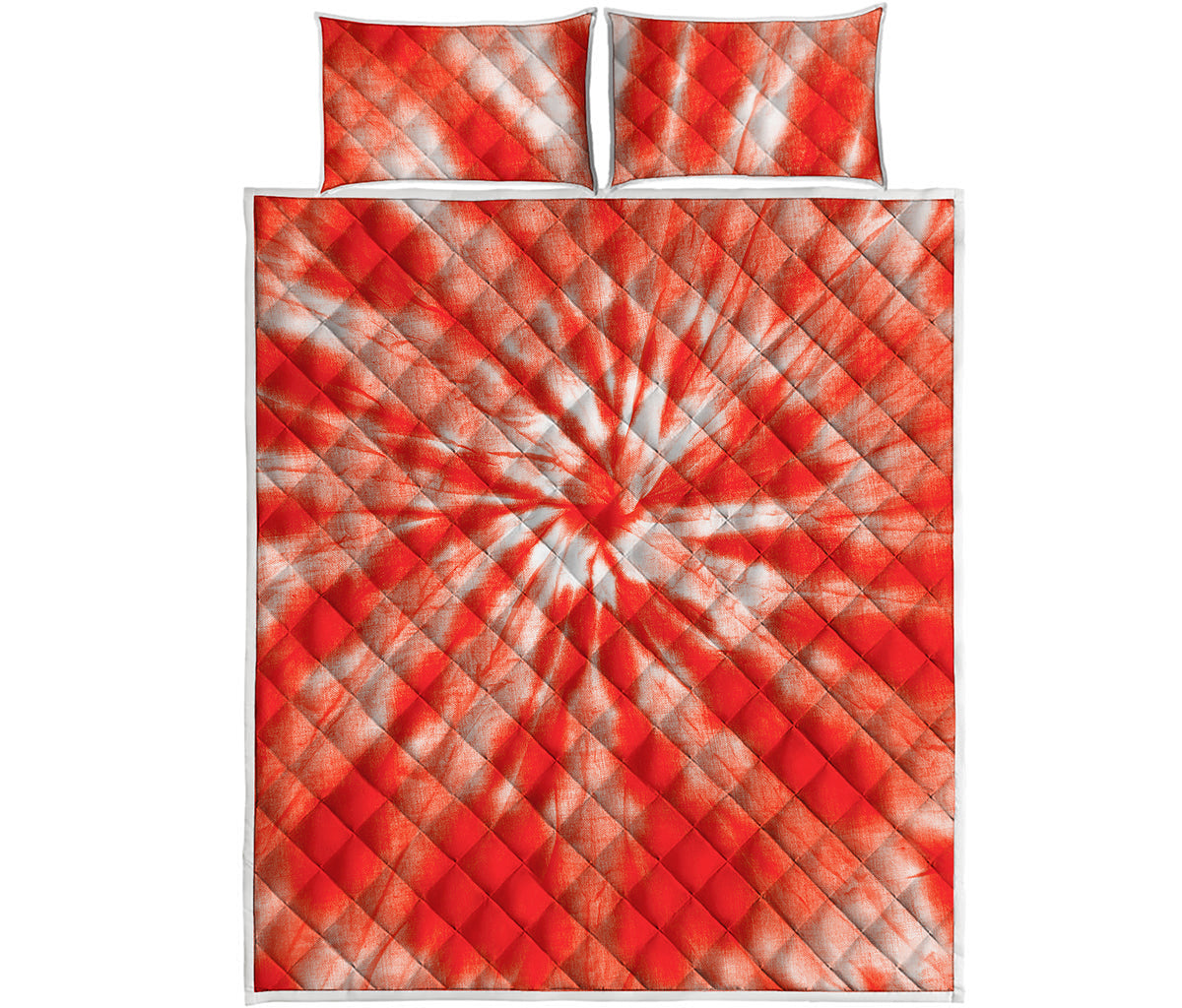 Orange Tie Dye Print Quilt Bed Set