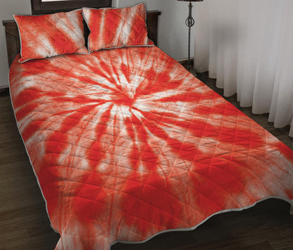 Orange Tie Dye Print Quilt Bed Set