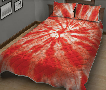 Orange Tie Dye Print Quilt Bed Set