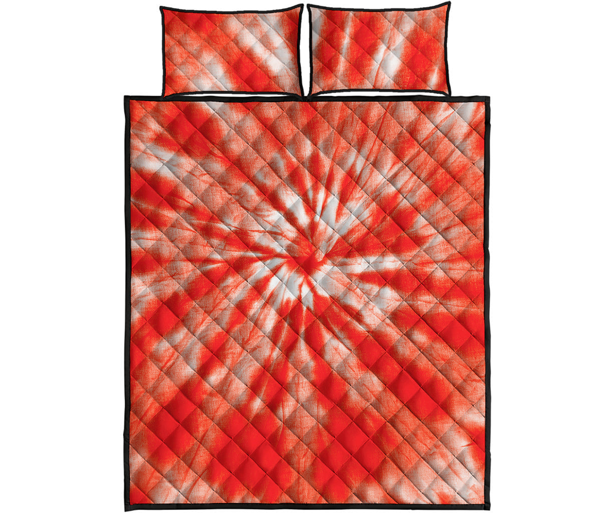 Orange Tie Dye Print Quilt Bed Set