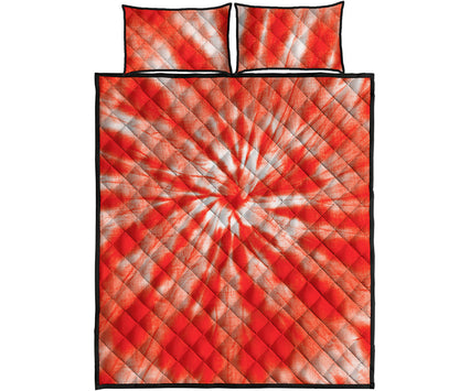 Orange Tie Dye Print Quilt Bed Set