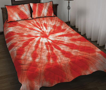 Orange Tie Dye Print Quilt Bed Set