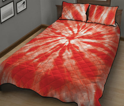 Orange Tie Dye Print Quilt Bed Set