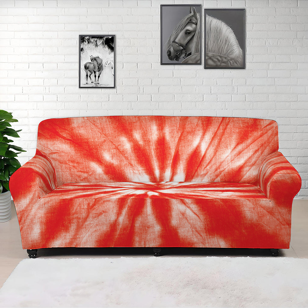 Orange Tie Dye Print Sofa Cover