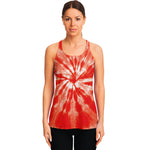 Orange Tie Dye Print Women's Racerback Tank Top