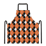 Orange White And Black Argyle Print Apron