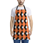 Orange White And Black Argyle Print Apron