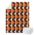 Orange White And Black Argyle Print Blanket