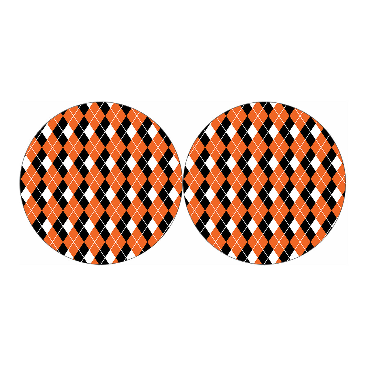 Orange White And Black Argyle Print Car Coasters