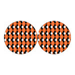 Orange White And Black Argyle Print Car Coasters