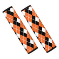 Orange White And Black Argyle Print Car Seat Belt Covers