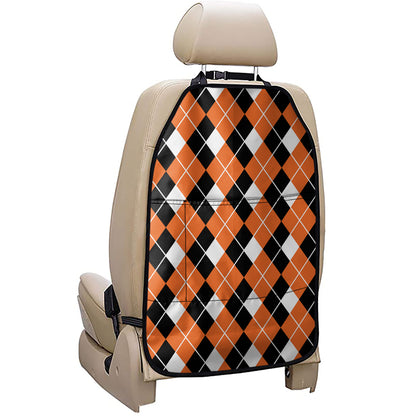 Orange White And Black Argyle Print Car Seat Organizers