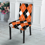 Orange White And Black Argyle Print Dining Chair Slipcover