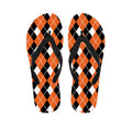 Orange White And Black Argyle Print Flip Flops