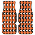 Orange White And Black Argyle Print Front and Back Car Floor Mats