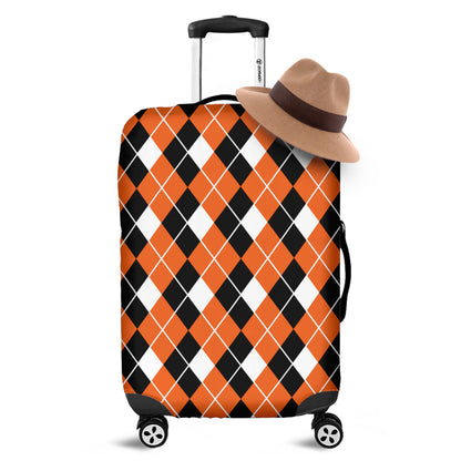 Orange White And Black Argyle Print Luggage Cover