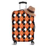 Orange White And Black Argyle Print Luggage Cover