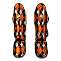 Orange White And Black Argyle Print Muay Thai Shin Guards