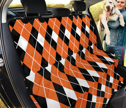 Orange White And Black Argyle Print Pet Car Back Seat Cover