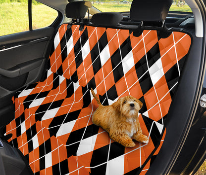 Orange White And Black Argyle Print Pet Car Back Seat Cover